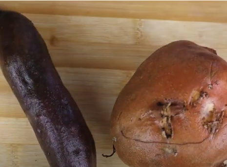 2 types of sweet potato - orange and purple