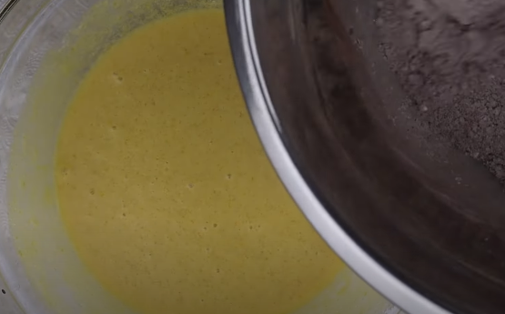 add wet to the dry ingredients