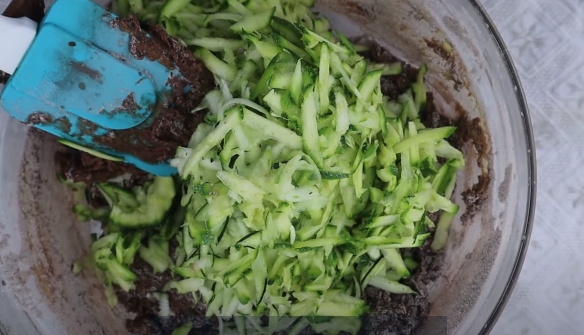 add the grated zucchini to the cake batter