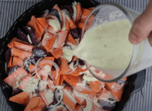 pour over the soup/cream mixture