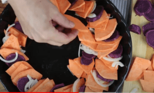 layer the sweet potatoes