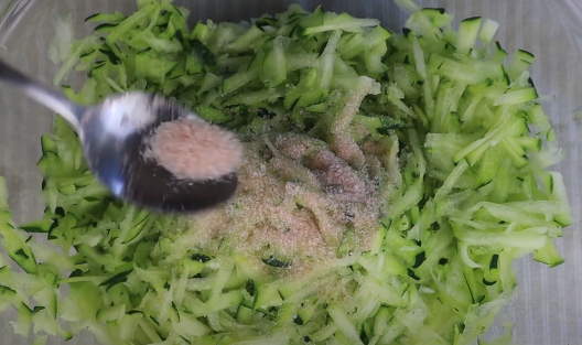 sprinkle salt over the zucchini