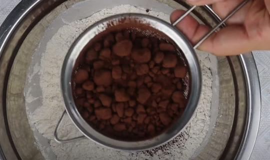 sieve the cocoa into the flour