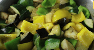 the first batch of veggies cooked