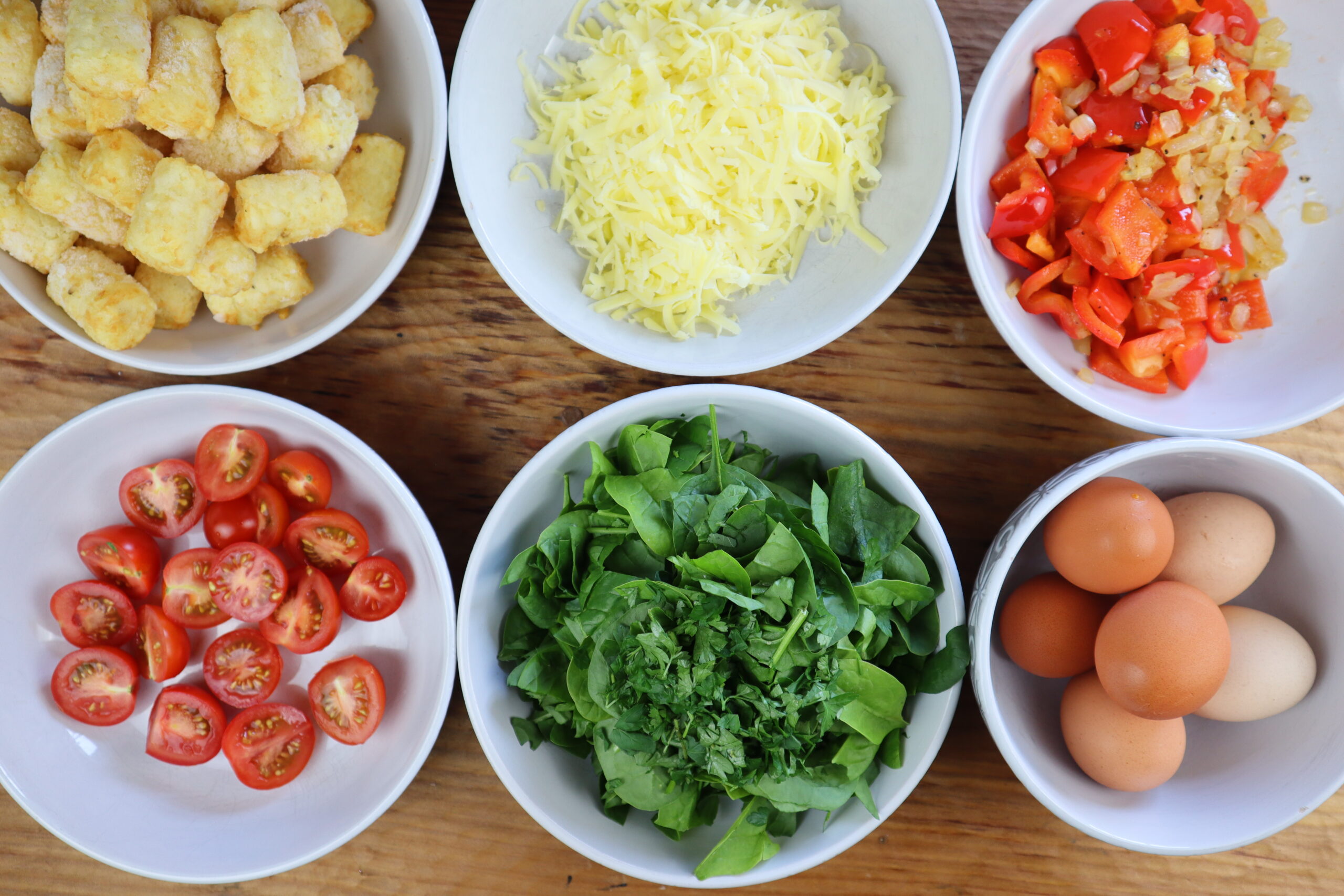 prepped ingredients for the Christmas breakfast casserole