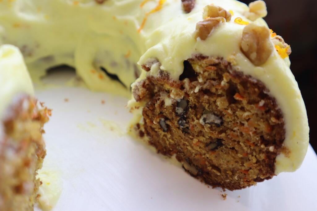 the finished orange carrot cake