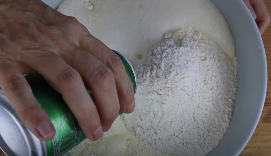 add lemonade to the flour