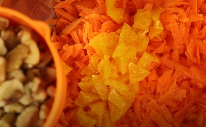 carrot, orange, and nut mixture