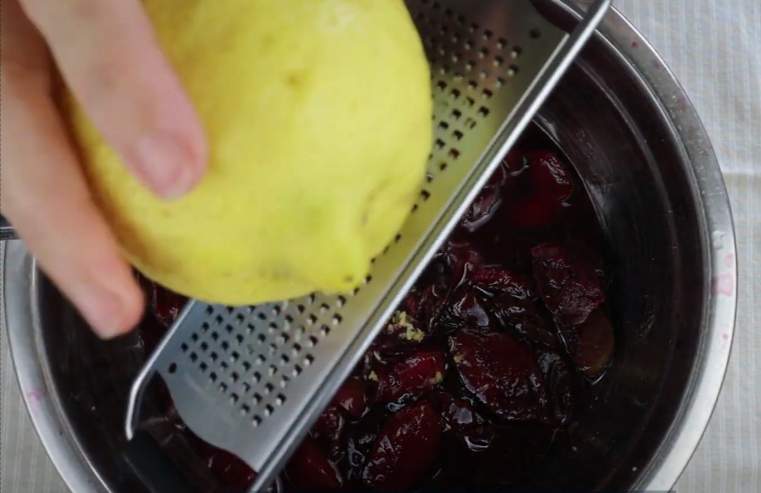 add lemon zest to the plums