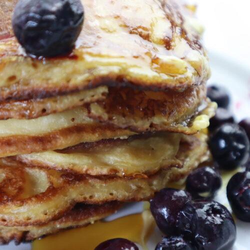 sourdough buttermilk pancakes with blueberries