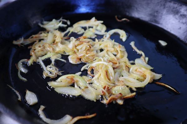 fry onion for the cheese spaetzle dish