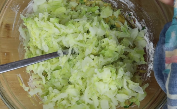 add cabbage to the batter