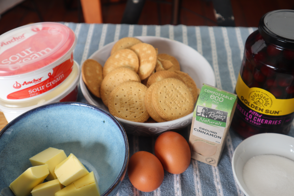ingredients cherry sour cream slice
